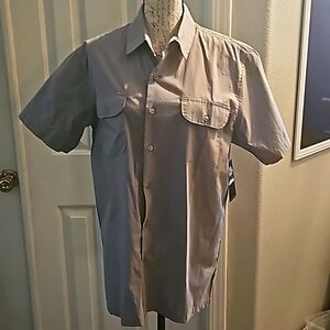 Cornerstone Bodega Size Medium Color Gray Short Sleeve Casual‎ Button Down Shirt